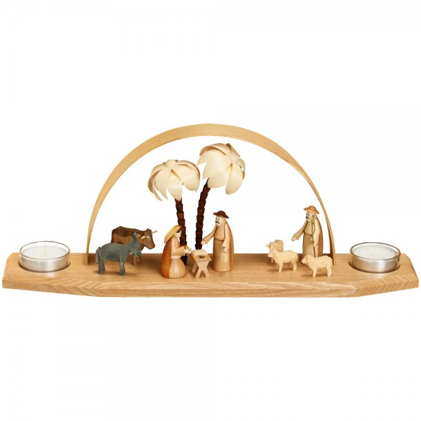 Teelichtschwibbogen, Christi Geburt - natur, klein - Tiere
